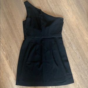 Black theory mini dress, one shoulder